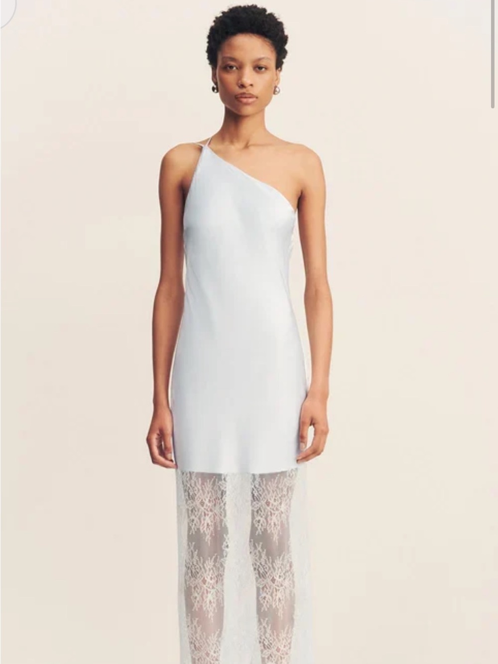 Shona Joy Labyrinth Lace One Shoulder Cowl in Pale Blue